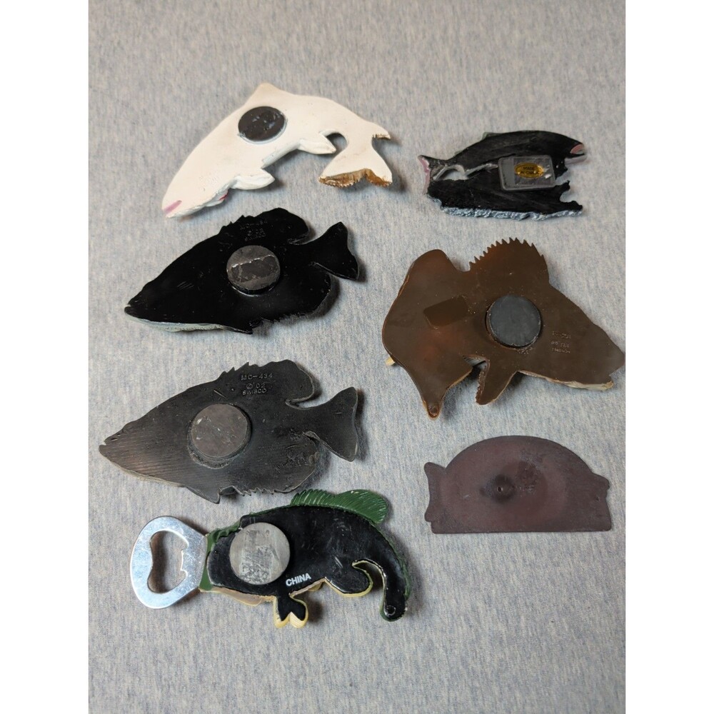 Lot Of 7 Fishing Magnets Bottle Opener Resin Cabin Outdoors Unique Gift - Picture 10 of 13